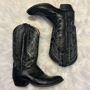 Dan Post USA Vintage Black Lizard Western Cowboy Boots Men’s 8 Women’s 11